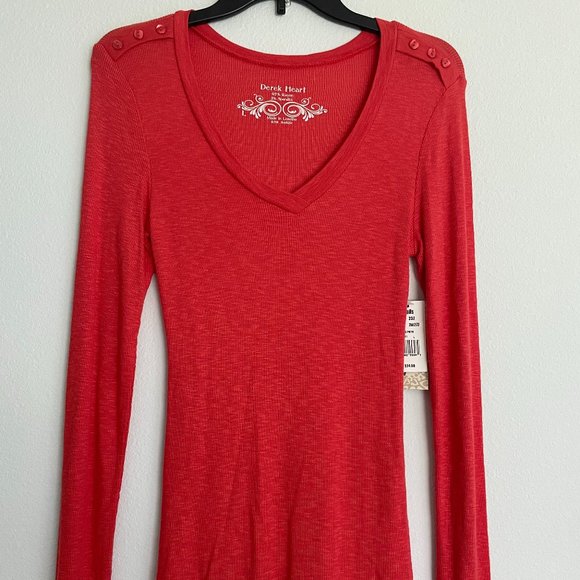 NWT - Burnt Orange Derek Heart Long-Sleeved Shirt - Picture 2 of 8